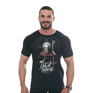 Camiseta Medalha e Rosto de São Bento, Masculina, P