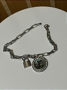 Pulseira, Cadeia, Aco Inox 316L Medalha Sao Jorge Cravejada
