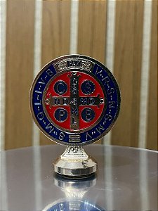 Sao Bento Medalha Metal Dupla Face Auto Colante Dourado Enfeite Pequeno 5,5cm
