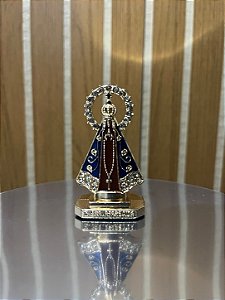 Imagem de Carro Nossa Senhora Aparecida, dourado, marrom 5cm, com aureola