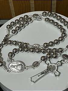 Terco Prateado Metal Nossa Sr. Aparecida Com Medalha