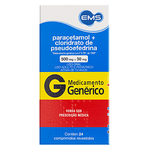 PARACETAMOL + PSEUDOFEDRINA 500 MG + 30 MG X 24 COMPRIMIDOS