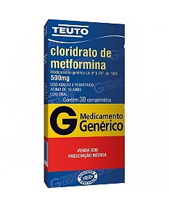 CLORIDRATO DE METFORMINA - 500 MG X 30 COMPRIMIDOS