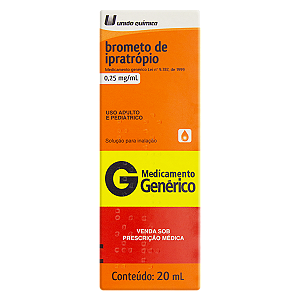 BROMETO DE IPRATROPIO 0,25 MG/ML X 20 ML - SOLUÇAO PARA INALACAO