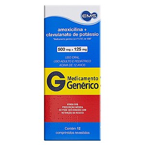 AMOXICILINA 500 MG + CLAVULANATO DE POTASSIO 125 MG X 12 COMPRIMIDOS