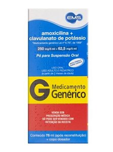 AMOXICILINA 250 MG/ML = CLAVULANATO DE POTASSIO 62,5 MG/ML X 75 ML