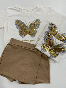 Conjunto Borboleta Dourada (Short Saia)