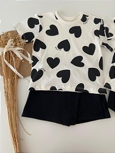 Conjunto Coração Black Verão (Short Saia)
