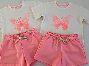 Conjunto Butterfly Verão (Rosa Neon)