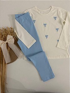 Kit Conj. Bordado - Laço Azul (Leggign)