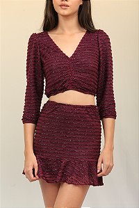 Blusa  listra brilho vinho