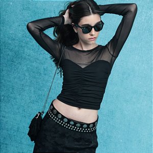 Blusa Manga Longa Decote Coração