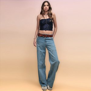 Calça Jeans Detalhe Crochet