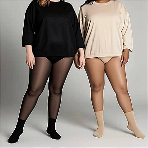 Meia Calça Fina Fio 70D Plus Size Veste do 36 ao 46 Anti Celulite Conforto e Alta Elasticidade
