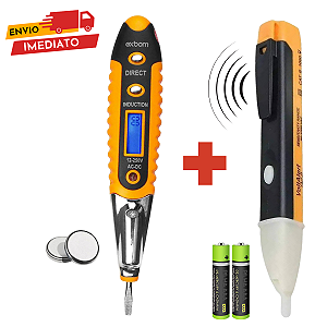 Kit 2 em 1 Chave Teste Voltagem + Caneta Detector Tensão Corrente