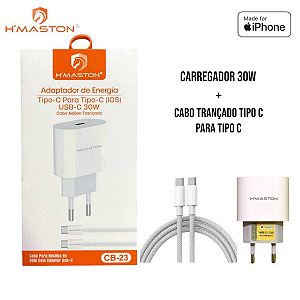 Carregador Turbo 30W + Cabo Tipo-C Para Android iPhone 15 16