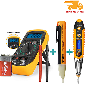 Kit 3x1 Multimetro + Caneta Tensão + Chave Teste Corrente
