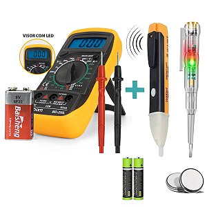 Kit 3x1 Multímetro Digital + Chave Teste + Caneta Detector