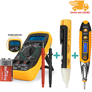 Kit Caneta e Chave Teste Corrente + Multímetro Profissional