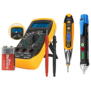 Kit Multímetro + Caneta detector De Alta Tensão Profissional Ncv 12V A 1000V + Chave teste Corrente