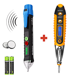 Kit 2 em 1 Caneta detector Alta Tensão NCV 12V-1000V + Chave Teste de Corrente