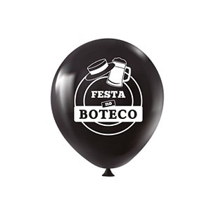 Balão Art-Latex Temático Boteco Preto/Branco c/25
