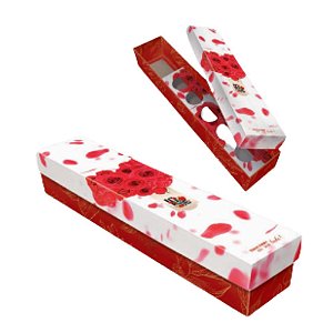 MM80 - Caixa Para Flor +5 doces - 32x6x5,5cm Estampa Pétalas