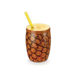 Copo Bojo Canudo Fruta Abacaxi - 650ML