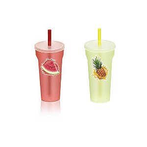 Copo Canudo Graduado Sortido Summer - 600ML