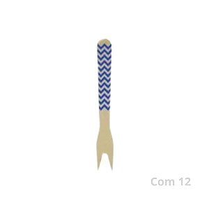 Garfo Madeira Zig Zag Azul C/12