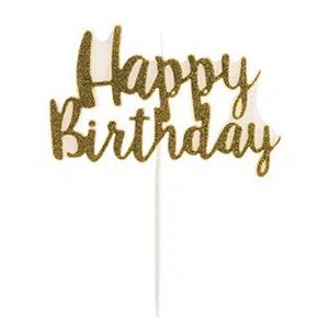 Vela Happy Birthday Glitter Dourado V099