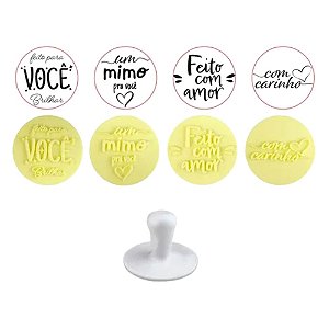 Kit Carimbos Frases Mimos Amarelo 5cm