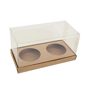Caixa 2 Cupcakes 16x8x8 Cm Kraft
