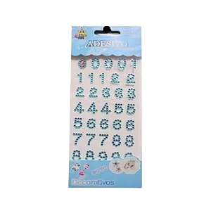 Cartela Adesivos Wei Numeros Azul Claro