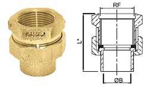 União Latão Aquecedor Bronze Ramo B 15 RF 1/2" Com Anel De S
