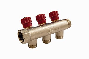 Distribuidor com Registro Vermelho 3/4x3 Saidas 1/2