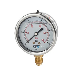 Manometro D63 Vertical Inox Glicerina 1/4 150Psi Genebre