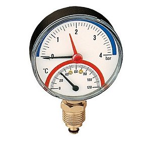 Termomanometro Radial D80 0-4Bar Caleffi Preto