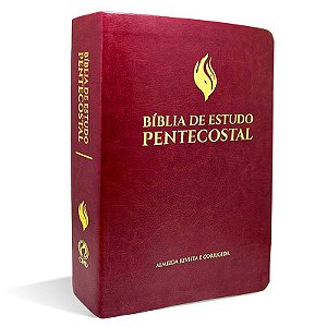 Bíblia Estudo Pentecostal Média Luxo Vinho