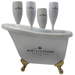 Banheira Champanheira 7,8L Moet & Chandon + 4 Taças Champanhe