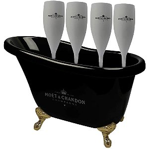 Banheira Champanheira 7,8L Moet & Chandon Black 4 Taças Champanhe