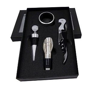 Kit Acessórios para Vinho 4 peças Presente Profissional Luxo