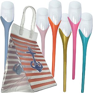 Kit Ice Bag Âncora e 6 Taças Espumantes com Hastes Coloridas Boccati