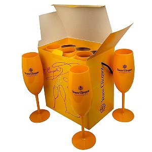 Kit 6 Taças Champanhe Espumante Laranja 270ml Caixa Presente