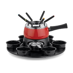 Conjunto Fondue Inox Cervinia Carroussel Vermelho 18 peças