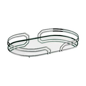 Bandeja Ayla Cromada Decorativa Oval Espelhada