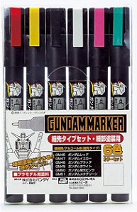Caneta Gundam Marker (GMS110) - Ponta Ultra Fina 6 Cores (GSI Creos)
