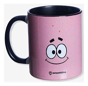 Caneca - Bob Esponja - Patrick - Rosa E Preto 350ml - Zonacriativa - PRONTA ENTREGA