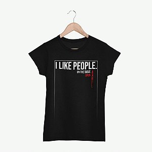 Camiseta I Like People Preta FEMININA