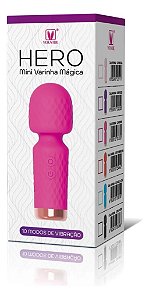 MASSAGEADOR MINI VARINHA MÁGICA HERO RECARREGÁVEL COM 10 MODOS DE VIBRAÇÃO